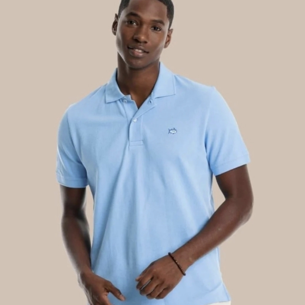 Southern Tide Skipjack Polo - Piqued Stretch - Aqua Med EUC! SO $88